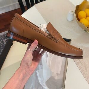 Brand new in box Banana Republic leather penny loafers in cognac - men’s 12